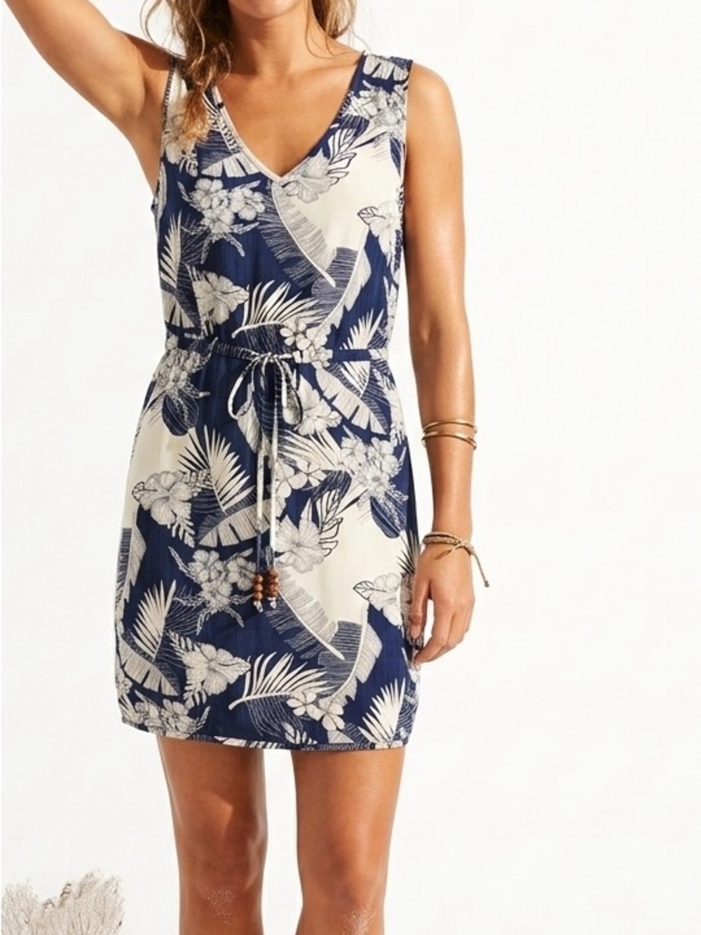 Palmwave Hawaii Tropical Floral V-Neck Mini Dress - Size M